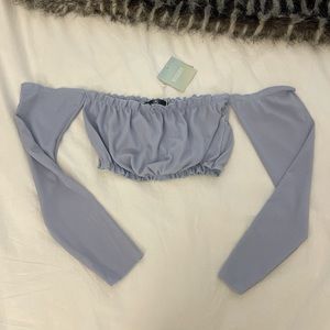 Missguided Bardot Ruffle Ribbed Bralette (NWT)